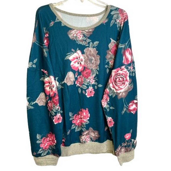 Floral Printed Pullover Sweatshirt 4X (4446) - Picture 1 of 4